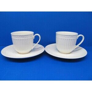 Mikasa Italian Countryside Cups & Saucers Stoneware Ribbed 2 Sets